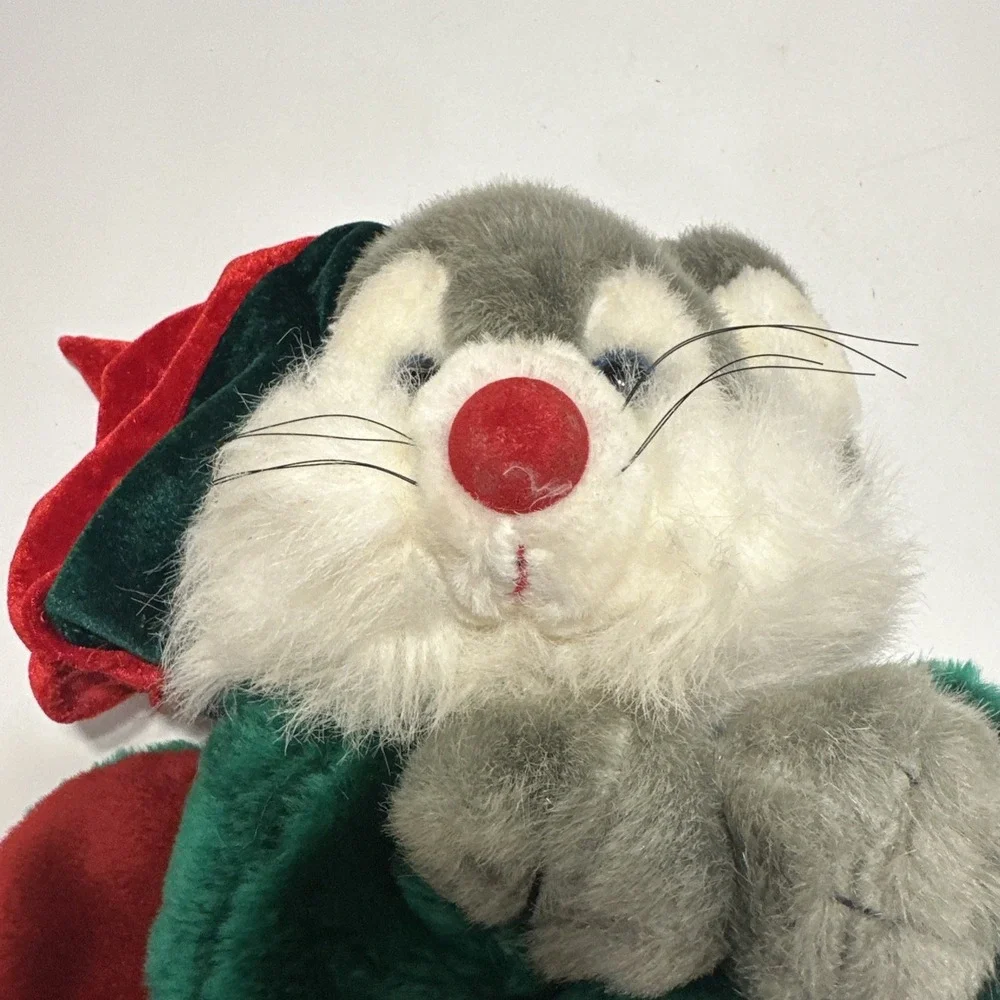 Gray Mouse w/ Santa Hat Plush Christmas Stocking 3D 23